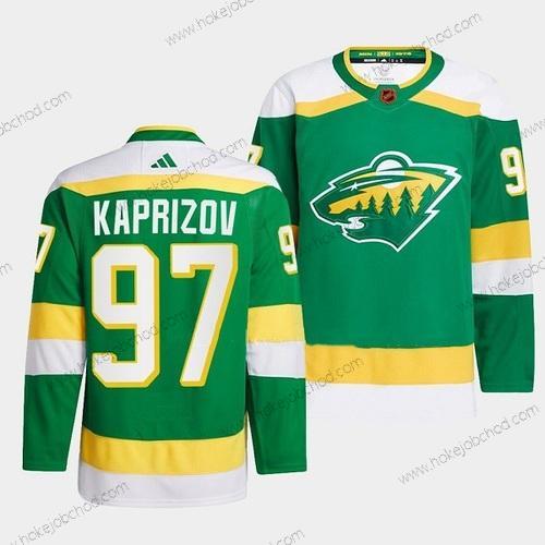 Muž Minnesota Wild #97 Kirill Kaprizov Zelená 2022-23 Obrácený Retro Sešitý Dres