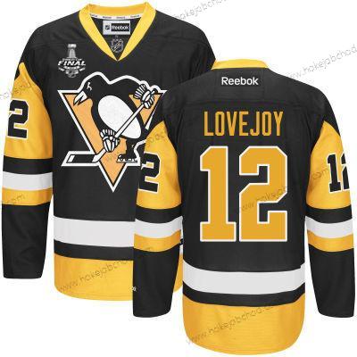 Muž Mládež Pittsburgh Penguins #12 Ben Lovejoy Černá With Zlato 2017 Stanley Cup NHL Finals Patch Dres