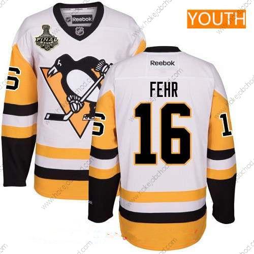 Muž Mládež Pittsburgh Penguins #16 Eric Fehr Bílý Alternativní 2017 Stanley Cup Finals Patch Sešitý NHL Reebok Hokejový Dres