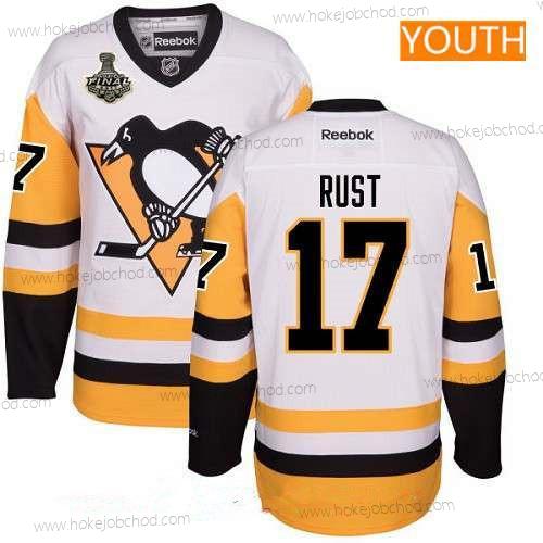 Muž Mládež Pittsburgh Penguins #17 Bryan Rust Bílý Alternativní 2017 Stanley Cup Finals Patch Sešitý NHL Reebok Hokejový Dres