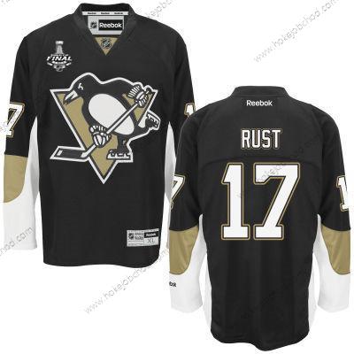 Muž Mládež Pittsburgh Penguins #17 Bryan Rust Černá Domácí 2017 Stanley Cup NHL Finals Patch Dres