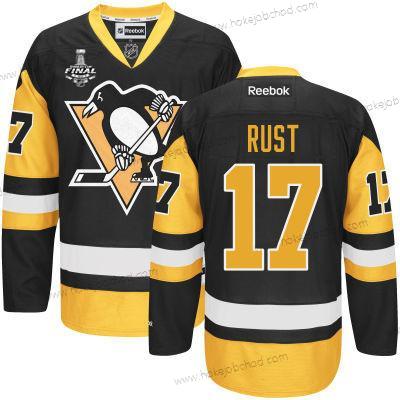 Muž Mládež Pittsburgh Penguins #17 Bryan Rust Černá With Zlato 2017 Stanley Cup NHL Finals Patch Dres