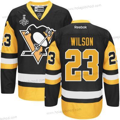 Muž Mládež Pittsburgh Penguins #23 Scott Wilson Černá With Zlato 2017 Stanley Cup NHL Finals Patch Dres