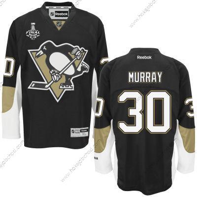 Muž Mládež Pittsburgh Penguins #30 Matt Murray Černá Domácí 2017 Stanley Cup NHL Finals Patch Dres