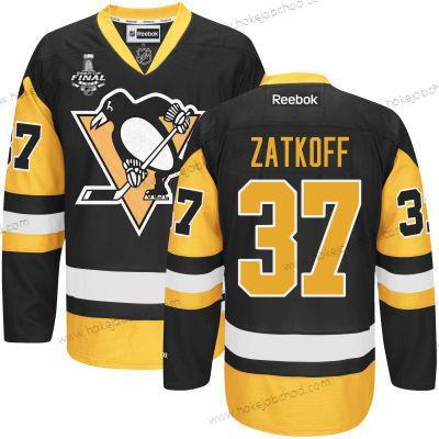 Muž Mládež Pittsburgh Penguins #37 Jeff Zatkoff Černá With Zlato 2017 Stanley Cup NHL Finals Patch Dres