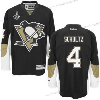 Muž Mládež Pittsburgh Penguins #4 Justin Schultz Černá Domácí 2017 Stanley Cup NHL Finals Patch Dres