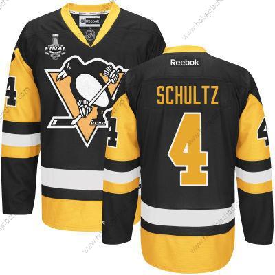 Muž Mládež Pittsburgh Penguins #4 Justin Schultz Černá With Zlato 2017 Stanley Cup NHL Finals Patch Dres