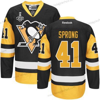 Muž Mládež Pittsburgh Penguins #41 Daniel Sprong Černá With Zlato 2017 Stanley Cup NHL Finals Patch Dres