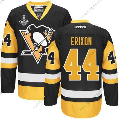 Muž Mládež Pittsburgh Penguins #44 Tim Erixon Černá With Zlato 2017 Stanley Cup NHL Finals Patch Dres