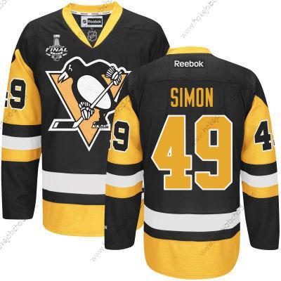 Muž Mládež Pittsburgh Penguins #49 Dominik Simon Černá With Zlato 2017 Stanley Cup NHL Finals Patch Dres