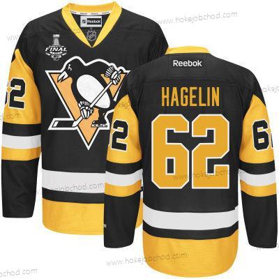 Muž Mládež Pittsburgh Penguins #62 Carl Hagelin Černá With Zlato 2017 Stanley Cup NHL Finals Patch Dres