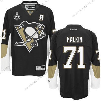 Muž Mládež Pittsburgh Penguins #71 Evgeni Malkin Černá Domácí 2017 Stanley Cup NHL Finals A Patch Dres