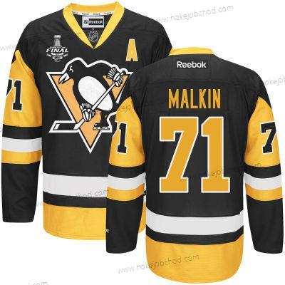 Muž Mládež Pittsburgh Penguins #71 Evgeni Malkin Černá With Zlato 2017 Stanley Cup NHL Finals A Patch Dres