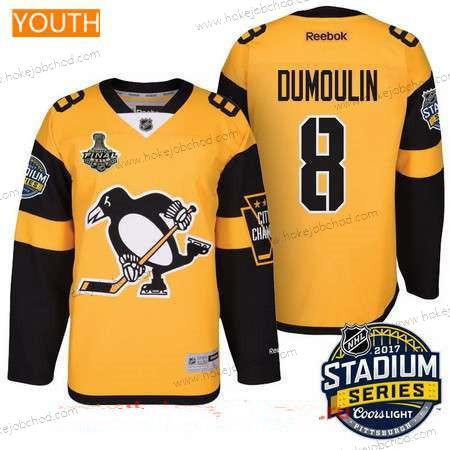 Muž Mládež Pittsburgh Penguins #8 Brian Dumoulin Žlutá Stadium Series 2017 Stanley Cup Finals Patch Sešitý NHL Reebok Hokejový Dres