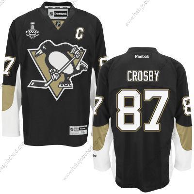 Muž Mládež Pittsburgh Penguins #87 Sidney Crosby Černá Domácí 2017 Stanley Cup NHL Finals C Patch Dres