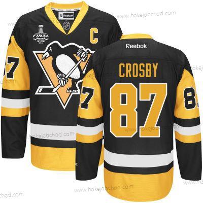 Muž Mládež Pittsburgh Penguins #87 Sidney Crosby Černá With Zlato 2017 Stanley Cup NHL Finals C Patch Dres