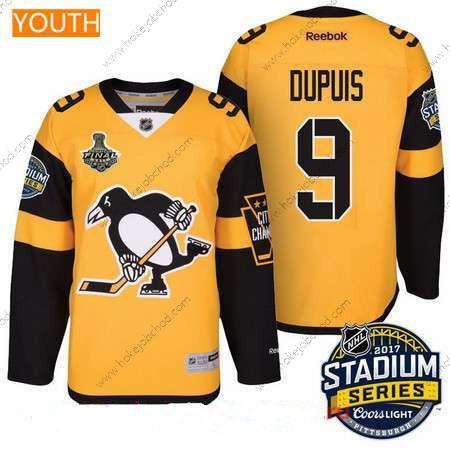 Muž Mládež Pittsburgh Penguins #9 Pascal Dupuis Žlutá Stadium Series 2017 Stanley Cup Finals Patch Sešitý NHL Reebok Hokejový Dres