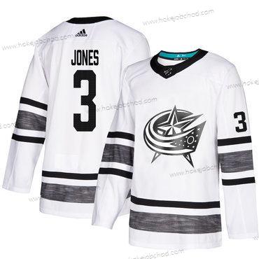 Muž Modrý Jackets #3 Seth Jones Bílý Autentické 2019 All-Star Sešitý Hokejový Dres