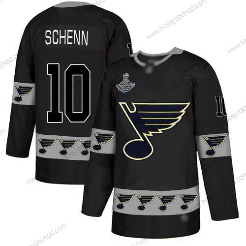 Muž Modrýs #10 Brayden Schenn Černá Autentické Tým Logo Stanley Cup Champions Sešitý Hokejový Dres