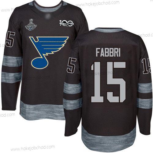 Muž Modrýs #15 Robby Fabbri Černá 1917-2017 100th Výročí Stanley Cup Champions Sešitý Hokejový Dres