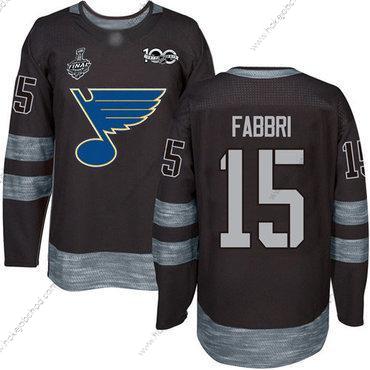 Muž Modrýs #15 Robby Fabbri Černá 1917-2017 100th Výročí Stanley Cup Final Bound Sešitý Hokejový Dres