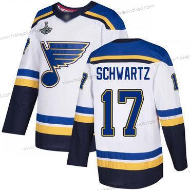 Muž Modrýs #17 Jaden Schwartz Bílý Road Autentické Stanley Cup Champions Sešitý Hokejový Dres