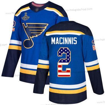 Muž Modrýs #2 Al Macinnis Modrý Domácí Autentické USA Flag Stanley Cup Champions Sešitý Hokejový Dres