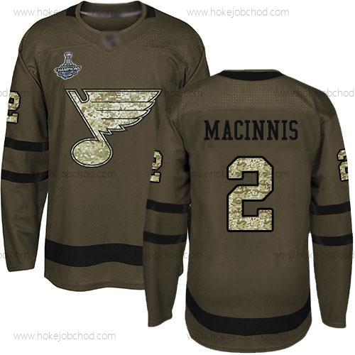 Muž Modrýs #2 Al Macinnis Zelená Salute to Service Stanley Cup Champions Sešitý Hokejový Dres