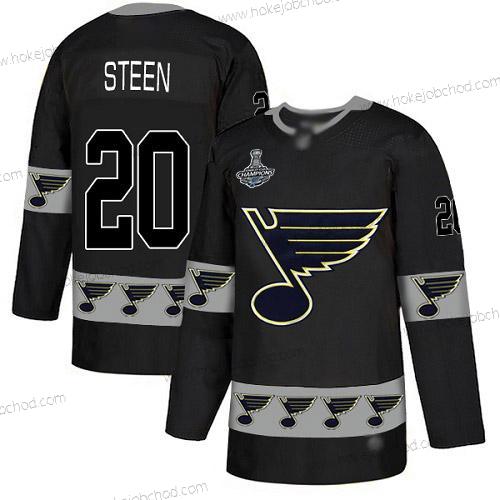 Muž Modrýs #20 Alexander Steen Černá Autentické Tým Logo Stanley Cup Champions Sešitý Hokejový Dres