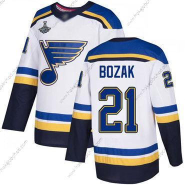 Muž Modrýs #21 Tyler Bozak Bílý Road Autentické Stanley Cup Champions Sešitý Hokejový Dres