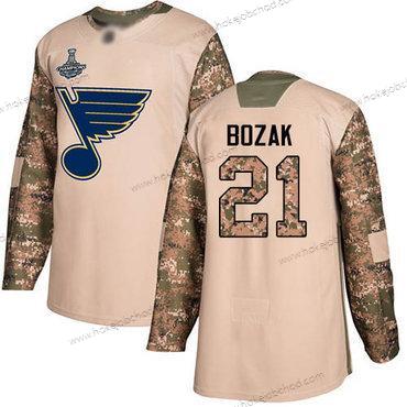 Muž Modrýs #21 Tyler Bozak Camo Autentické 2017 Veterans Day Stanley Cup Champions Sešitý Hokejový Dres