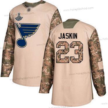 Muž Modrýs #23 Dmitrij Jaskin Camo Autentické 2017 Veterans Day Stanley Cup Champions Sešitý Hokejový Dres