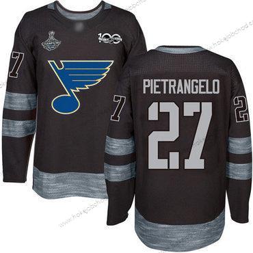 Muž Modrýs #27 Alex Pietrangelo Černá 1917-2017 100th Výročí Stanley Cup Champions Sešitý Hokejový Dres