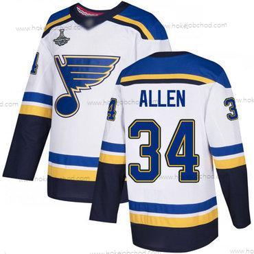 Muž Modrýs #34 Jake Allen Bílý Road Autentické Stanley Cup Champions Sešitý Hokejový Dres