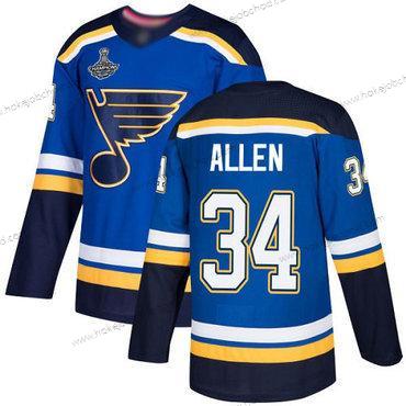 Muž Modrýs #34 Jake Allen Modrý Domácí Autentické Stanley Cup Champions Sešitý Hokejový Dres