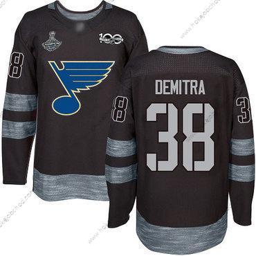 Muž Modrýs #38 Pavol Demitra Černá 1917-2017 100th Výročí Stanley Cup Champions Sešitý Hokejový Dres