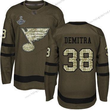 Muž Modrýs #38 Pavol Demitra Zelená Salute to Service Stanley Cup Champions Sešitý Hokejový Dres