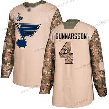 Muž Modrýs #4 Carl Gunnarsson Camo Autentické 2017 Veterans Day Stanley Cup Champions Sešitý Hokejový Dres