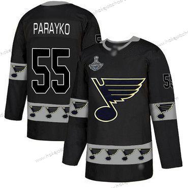 Muž Modrýs #55 Colton Parayko Černá Autentické Tým Logo Stanley Cup Champions Sešitý Hokejový Dres