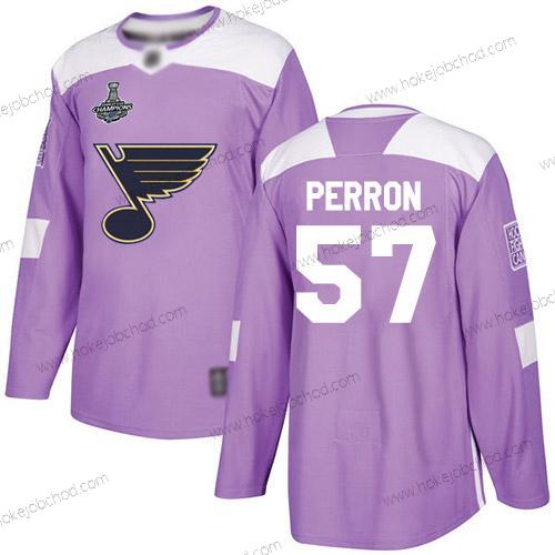 Muž Modrýs #57 David Perron Nachový Autentické Bojuje proti rakovině Stanley Cup Champions Sešitý Hokejový Dres