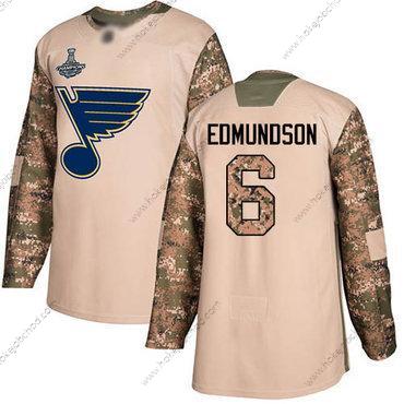 Muž Modrýs #6 Joel Edmundson Camo Autentické 2017 Veterans Day Stanley Cup Champions Sešitý Hokejový Dres