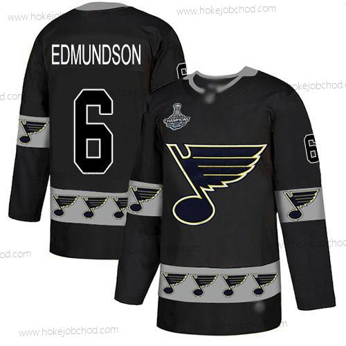 Muž Modrýs #6 Joel Edmundson Černá Autentické Tým Logo Stanley Cup Champions Sešitý Hokejový Dres