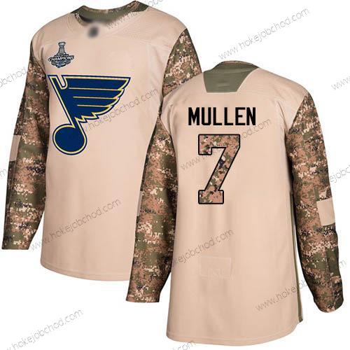 Muž Modrýs #7 Joe Mullen Camo Autentické 2017 Veterans Day Stanley Cup Champions Sešitý Hokejový Dres