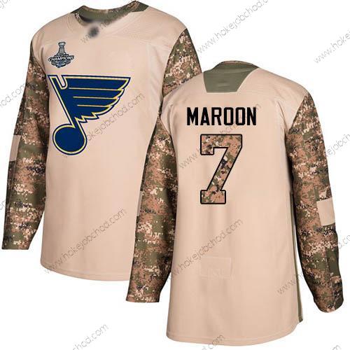 Muž Modrýs #7 Patrick Maroon Camo Autentické 2017 Veterans Day Stanley Cup Champions Sešitý Hokejový Dres