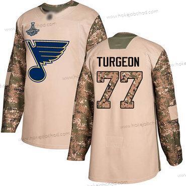 Muž Modrýs #77 Pierre Turgeon Camo Autentické 2017 Veterans Day Stanley Cup Champions Sešitý Hokejový Dres