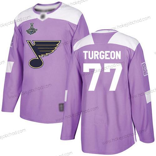 Muž Modrýs #77 Pierre Turgeon Nachový Autentické Bojuje proti rakovině Stanley Cup Champions Sešitý Hokejový Dres