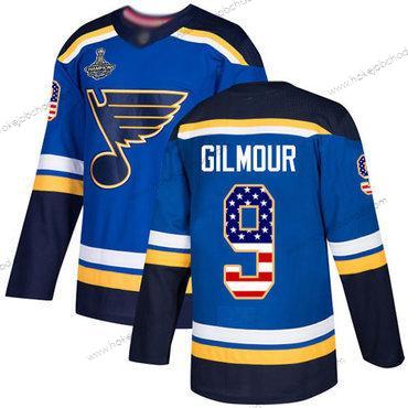 Muž Modrýs #9 Doug Gilmour Modrý Domácí Autentické USA Flag Stanley Cup Champions Sešitý Hokejový Dres