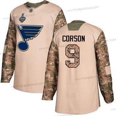 Muž Modrýs #9 Shayne Corson Camo Autentické 2017 Veterans Day Stanley Cup Final Bound Sešitý Hokejový Dres