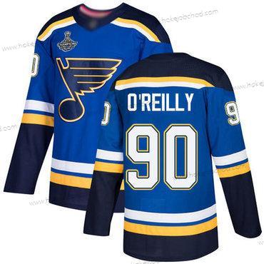 Muž Modrýs #90 Ryan O’Reilly Modrý Domácí Autentické Stanley Cup Champions Sešitý Hokejový Dres