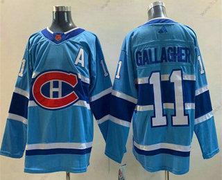 Muž Montreal Canadiens #11 Brendan Gallagher Modrý 2022 Obrácený Retro Sešitý Dres